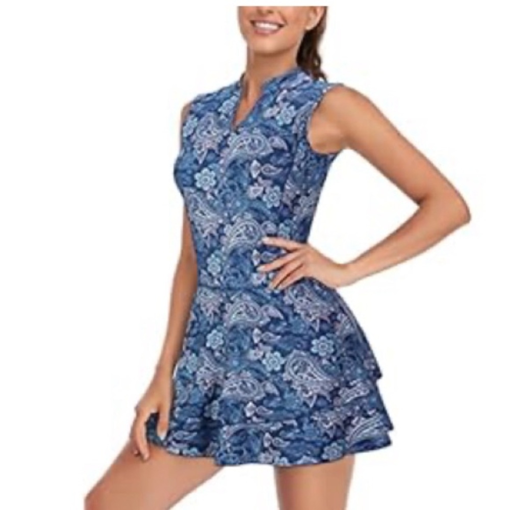 Golf Tennis Ruffled Paisley Dress